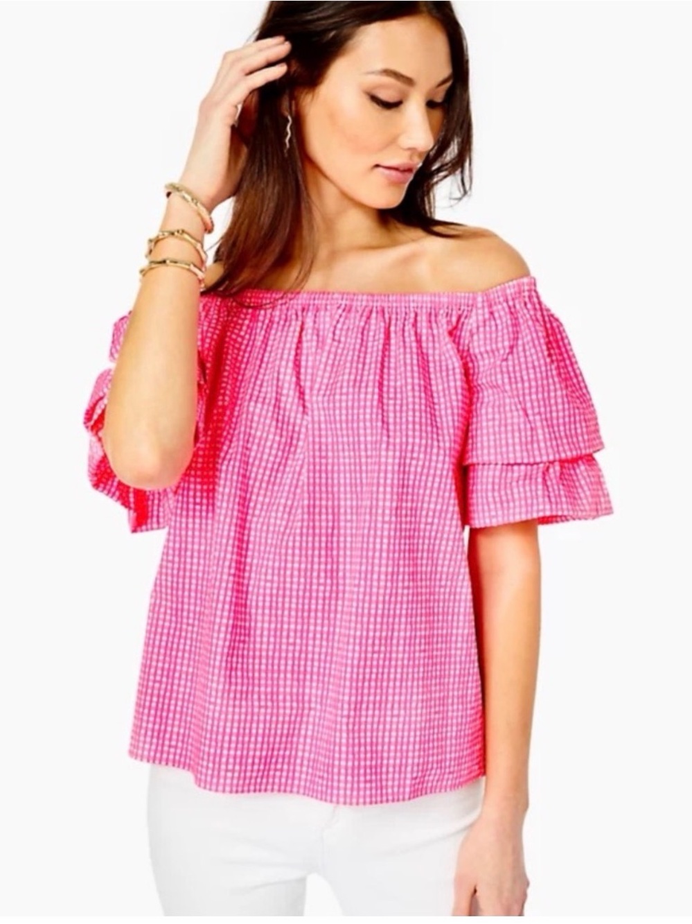 Lilly Pulitzer Frankee Off The Shoulder Short Sleeve Top XL
